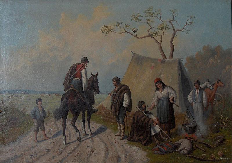 unknow artist Encampment of horse keepers oil painting image